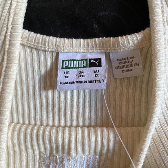 PUMA Women's Beige Ribbed Crop Top - Picture 3 of 4